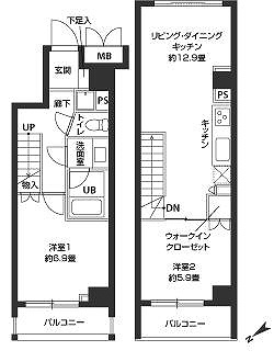 オーキッドレジデンス蔵前Ⅱの間取り|リビングの窓からスカイツリー見えます、エアコン・照明・ダウンライト付、最上階角部屋天窓付き