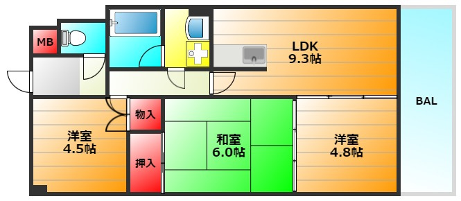 アーデンコート西長堀の間取り|現状有姿