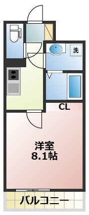 熊本市中央区薬園町の賃貸マンションの間取り