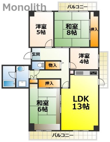 光明池駅前5号棟の間取り
