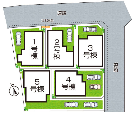 乙訓郡大山崎町大山崎尻江　第1期　新築一戸建ての区画図|全5区画