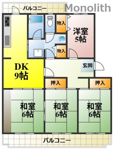 泉北城山台２丁12号棟の間取り