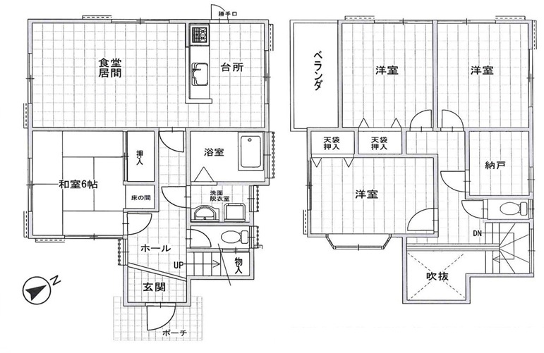 駐車並列2台可能　玉津町高津橋　中古戸建の間取り