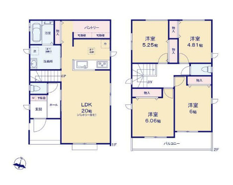 売新築戸建　静岡市葵区田町６丁目の間取り|南向きの角地で、全室２面採光の陽当り良好・通風良好な物件です！