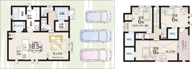 木津川市木津南後背　第6期　新築一戸建ての間取り|1号地