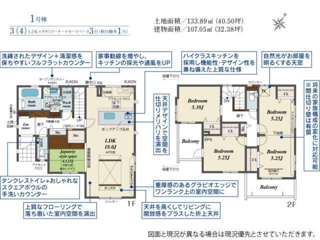 ブルーミングガーデン宇都宮市陽東3丁目の間取り|全室南向きで陽当たりの良い間取りです