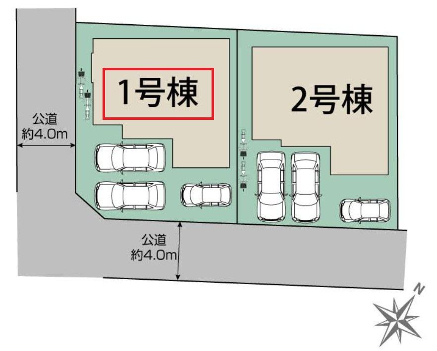 ブルーミングガーデン宇都宮市陽東3丁目の区画図|【全2棟】各号棟の詳細については、お気軽にお問い合わせください♪