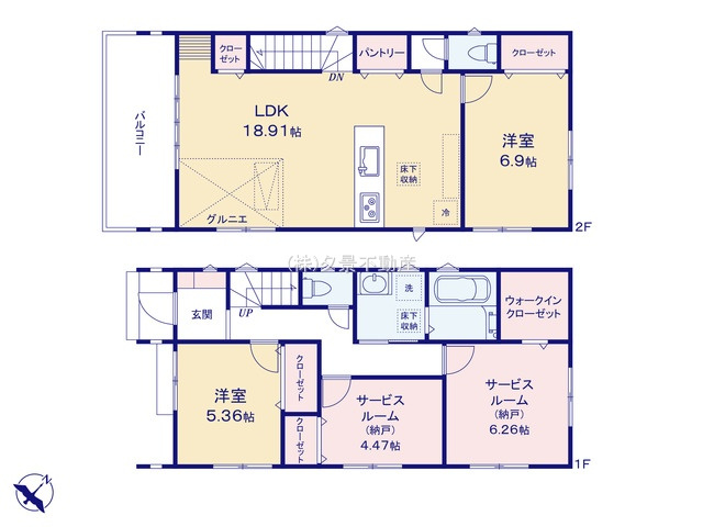 《仲介手数料無料》上尾市愛宕２丁目18-16新築一戸建てミラスモの間取り