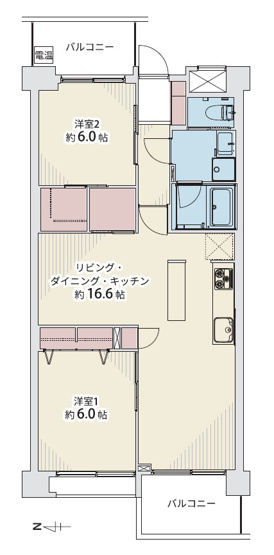 【間取り】 | 帝塚山セントポリア | 給排水管含む、水廻り設備一新！省エネ仕様のフルリノベーション物件！全窓に内窓設置☆食洗機・浄水器・浴室乾燥機・TVモニターホン完備☆LED照明器具付き☆安心のアフターサービス保証付き☆両面バルコニー☆