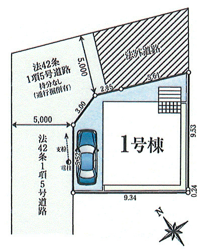 立川市砂川町2丁目　新築戸建全1棟の区画図