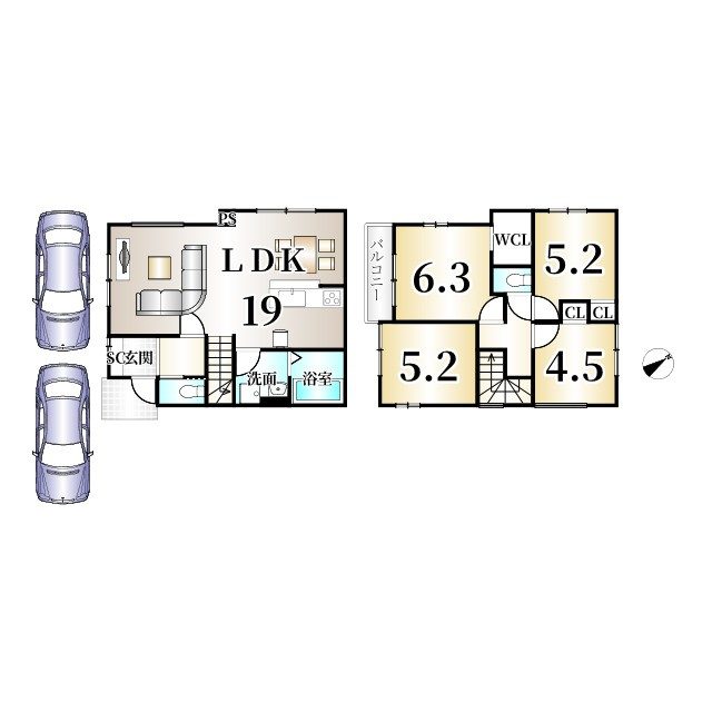 大山崎尻江Ⅰ期【全５区画】の間取り