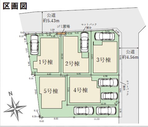 大山崎尻江Ⅰ期【全５区画】の区画図