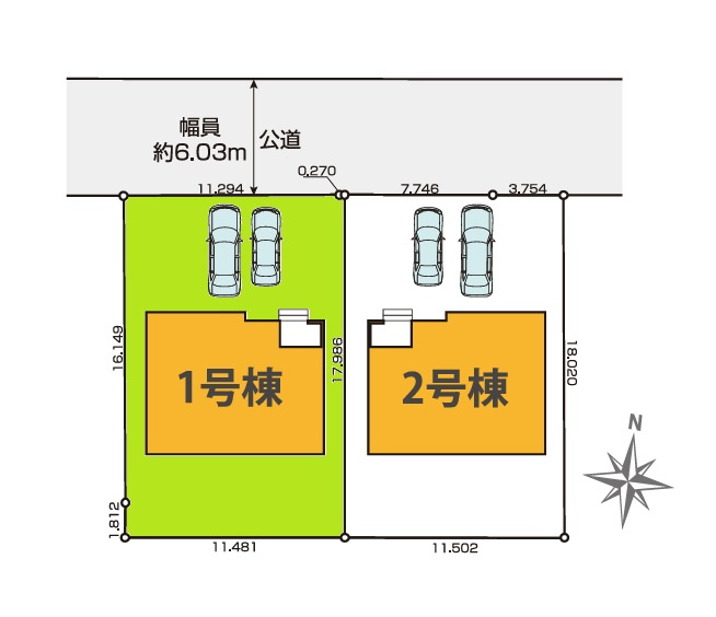TERRACE　ひたちなか市津田東　1期 　1の区画図|並列駐車可能です。気になる他の物件と合わせての現地ご案内も可能です。HPから、またお電話でも、お気軽にお問い合わせください。

