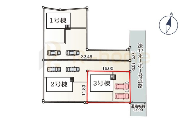結城市結城第46　新築戸建て　3号棟の区画図|大きなお買い物だからこそ、メリット・デメリットを伝えさせて頂きます。
R-homeにお任せください♪