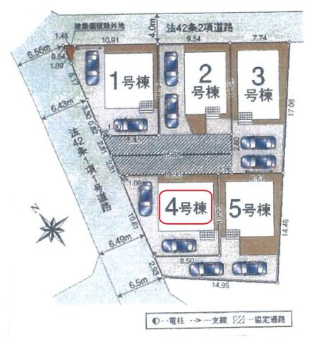 入間市扇台1丁目・全5棟　新築一戸建　4号棟の区画図|【全5棟・4号棟】カースペース2台分。