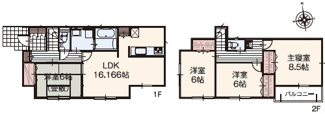 【間取り】 | いろどりアイタウン栃木市藤岡町藤岡22-P3　1号棟 | 全部屋南向きで明るい室内が特徴☆