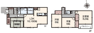【間取り】 | いろどりアイタウン栃木市藤岡町藤岡22-P3　2号棟 | 全部屋南向きで明るい室内が特徴☆