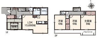 【間取り】 | いろどりアイタウン栃木市藤岡町藤岡22-P3　3号棟 | 全部屋南向きで明るい室内が特徴☆
