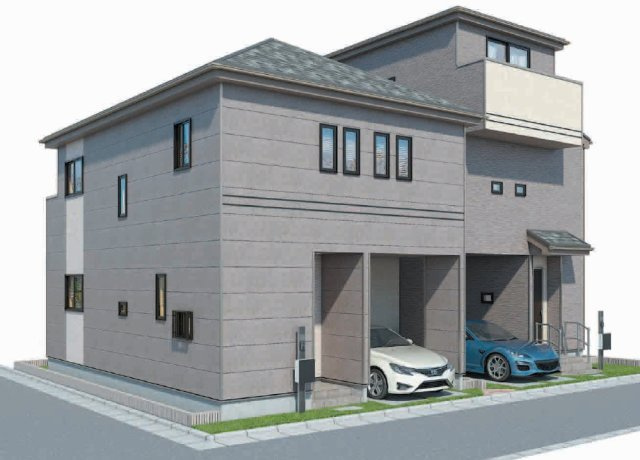 【外観パース】 | ふじみ野市福岡中央2丁目　新築一戸建住宅　全2棟　B号棟　（ふじみ野店） | ・住宅性能評価6項目最高等級
・長期優良住宅（控除＋減税）
・設計住宅性能評価書取得済
・建設住宅性能評価書取得予定
・エネルギー消費性能星3
・断熱性能5
