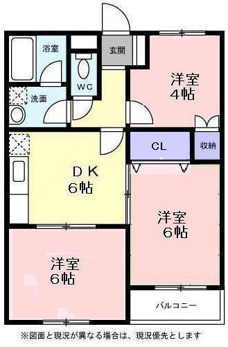グランローゼカマリヤの間取り|304号室 反転タイプ