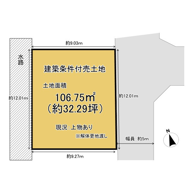 城陽市寺田今堀の土地図|土地面積約106.75㎡
プランの立てやすい整形地(^^)/