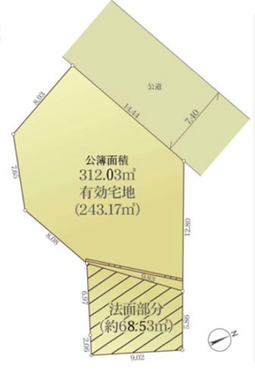 大田区南馬込　建築条件なし売地の土地図