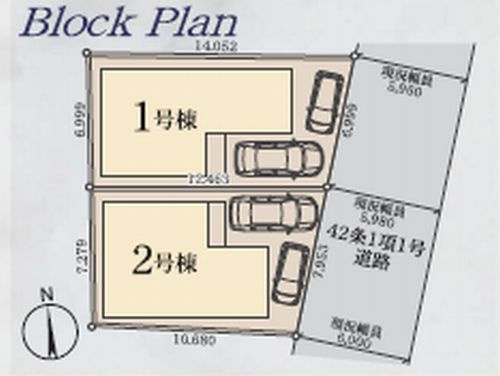 【仲介手数料０円】相模原市南区上鶴間13期　新築一戸建て　全2棟の区画図|相模原市南区上鶴間13期　新築一戸建て　全2棟