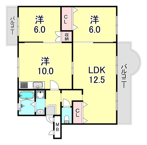 名谷１５団地６２号棟の間取り