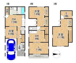 【間取り】 | 紫竹上竹殿町貸家
