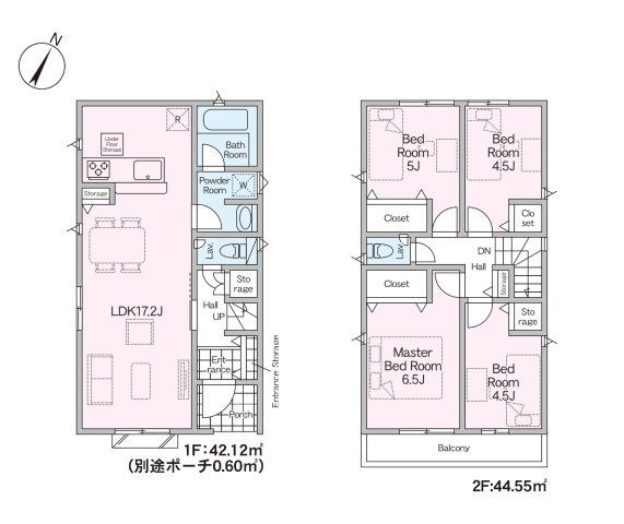 福岡市西区横浜1丁目第15-2棟（1号棟）の間取り|全居室収納付きで便利です。