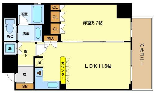 リーガル京町堀の間取り|リーガル京町堀　開放感ある間取り