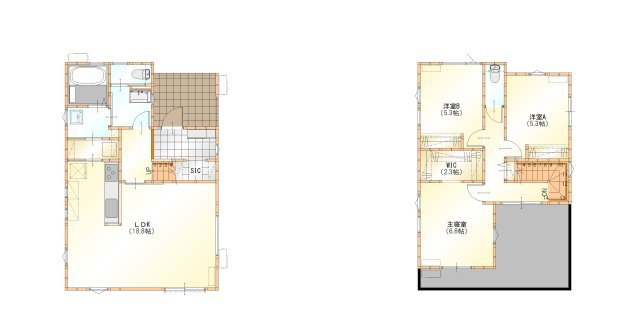 【北東・北西角地】山武市成東新築戸建の間取り