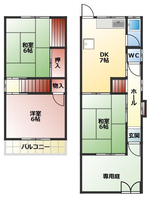 香里西之町戸建貸家の間取り