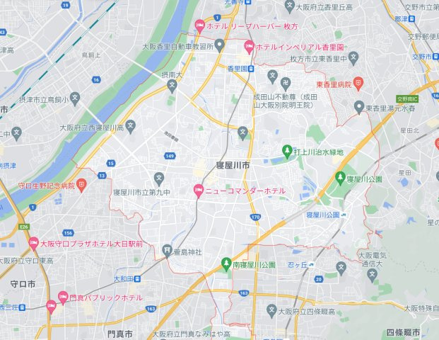 香里西之町戸建貸家の地図