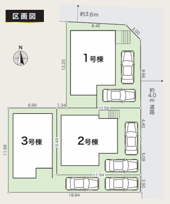 【区画図】 | 平塚市東八幡４丁目　全３棟　新築住宅