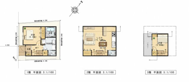 【参考プラン】 | 白金台＿建築条件付き売地 | 建物プラン例2LDK、土地価格1億5980万円、土地面積44.33m2、建物価格2790万円、建物面積62.66m2
