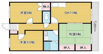 西宮市久出ケ谷町の賃貸マンションの間取り