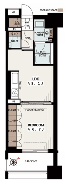 横浜駅まで徒歩10分の好立地☆共用部分もラグジュアリーな築浅レジデンス☆ペットと迎える新生活はここで決まり♪な【リフォーム／セルアージュ横濱カレイド】の間取り