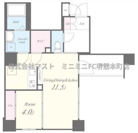 大阪市中央区玉造２丁目の賃貸マンションの間取り