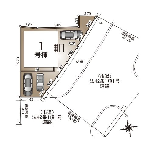 福岡市南区警弥郷3丁目第13-1棟（1号棟）の区画図|配置図（1号棟）
