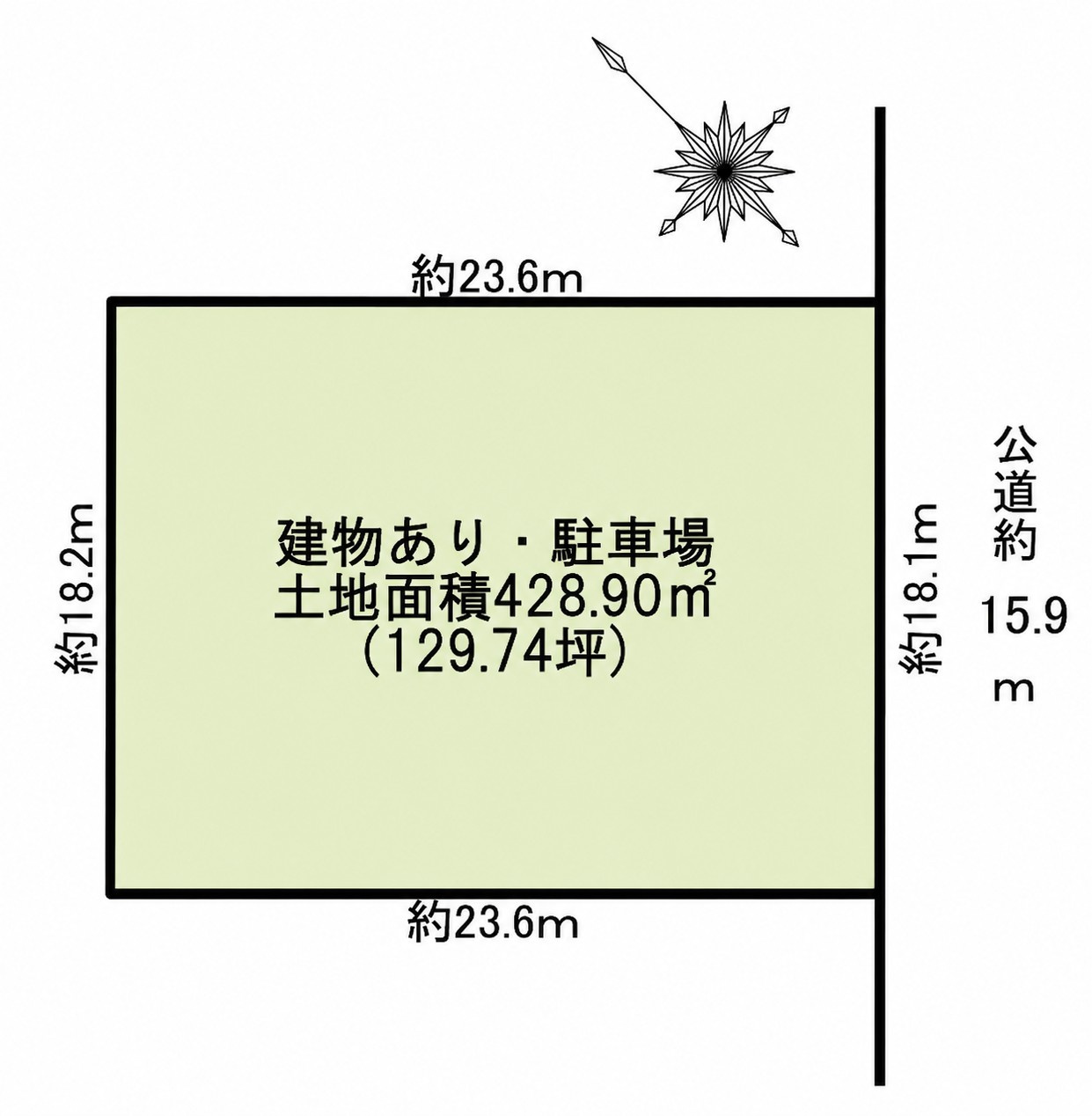 名東区極楽四丁目土地の土地図|通沿いの整形地です。店舗・事務所用地としても、是非ご検討くださいませ。