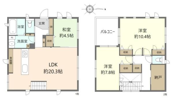 香芝市良福寺　一戸建の間取り|■広々したＬＤＫ約２０帖・３ＬＤＫの間取り！大容量の収納など、ご家族のお住まいにピッタリです！