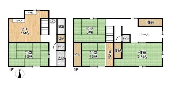 大和高田市南陽町の中古一戸建の間取り