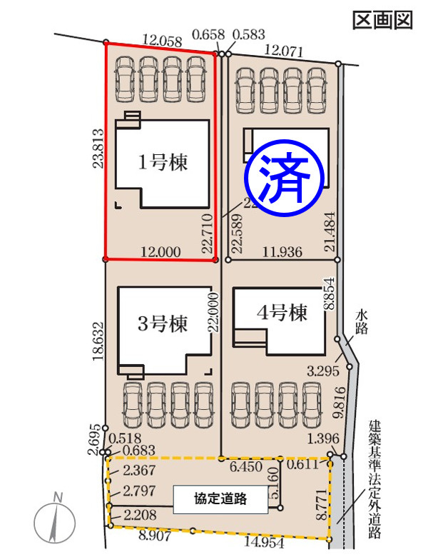 藤岡市森第4（全4棟）1号棟の区画図