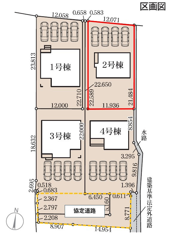 藤岡市森第4（全4棟）2号棟の区画図