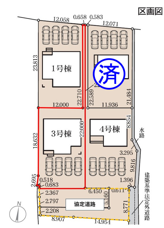 藤岡市森第4（全4棟）3号棟の区画図