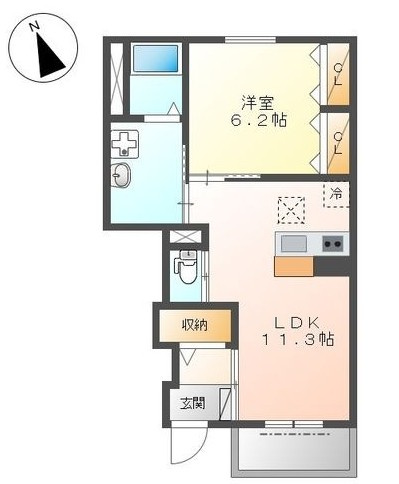 【間取り】 | COMFORTIA | １ＬＤＫの使いやすい間取りです！