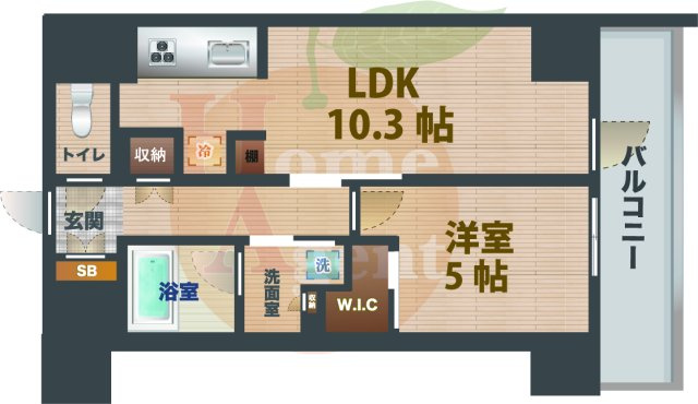 【間取り】 | ザ・パークハビオ中野富士見町ガーデン | 1LDKのお部屋です。
