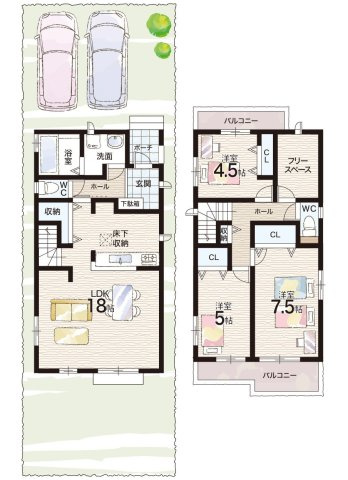 5日(土)6日(日)現地ご見学可能！　尼崎市東園田町　全6邸の間取り|A号地