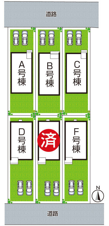 ■12日(土)13日(日)現地ご見学可能！　尼崎市東園田町　全6邸の区画図|全６区画